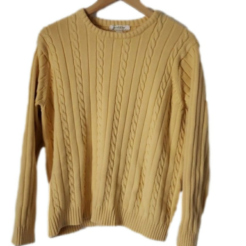 TRADITIONAL Country Collection Sweater Butter Yellow Women's Ladies XL  18